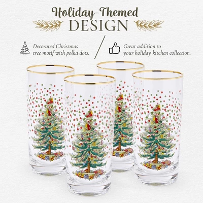Spode Christmas Tree 15 Fl. Oz. Highball Glass (Set Of 4), Polka Dot - Classic Highball Glasses & Barware, Cocktail Glasses For Mixed Drinks 2 Spode Christmas Tree 15 Fl. Oz. Highball Glass (Set Of 4), Polka Dot - Classic Highball Glasses & Barware, Cocktail Glasses For Mixed Drinks - Image 2