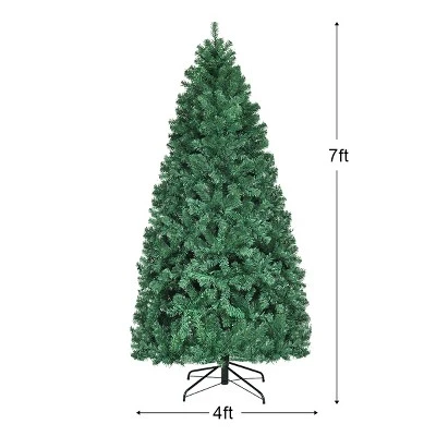 Costway 7Ft/7.5Ft/8Ft Pre-Lit PVC Christmas Tree Hinged 300/400/430 Lights 2 Costway 7Ft/7.5Ft/8Ft Pre-Lit PVC Christmas Tree Hinged 300/400/430 Lights - Image 2