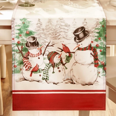 Snowman Winterland Holiday Snowflake Table Runner - Red/Green - 13x70 - Elrene Home Fashions 1 Snowman Winterland Holiday Snowflake Table Runner - Red/Green - 13x70 - Elrene Home Fashions