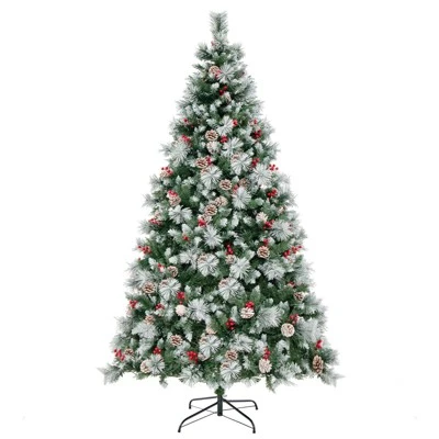 Costway 7 FT Pre-Lit Artificial Christmas Tree Hinged With Pine Needles 400 LED Lights 9 Costway 7 FT Pre-Lit Artificial Christmas Tree Hinged With Pine Needles 400 LED Lights - Image 9