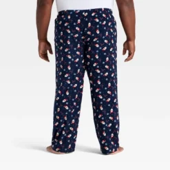 Men's Santa Print Microfleece Holiday Matching Family Pajama Pants - Wondershop⢠Navy Blue