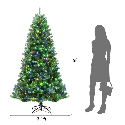 Costway 6ft Pre-lit Hinged Christmas Tree W/ Remote Control & 9 Lighting Modes 2 Costway 6ft Pre-lit Hinged Christmas Tree W/ Remote Control & 9 Lighting Modes - Image 2
