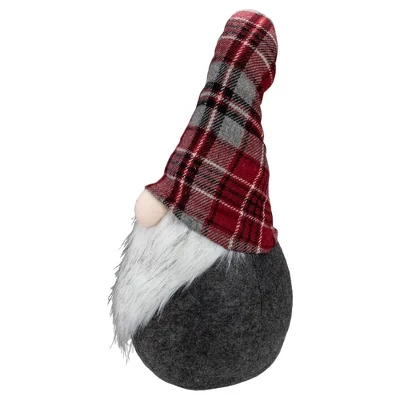 Northlight Plaid Bendable Hat Gnome Sitting Christmas Decoration - 25" - Red And Gray 3 Northlight Plaid Bendable Hat Gnome Sitting Christmas Decoration - 25" - Red And Gray - Image 3
