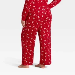 Women's Santa Print Ribbed Holiday Matching Family Pajama Pants - Wondershop⢠Red