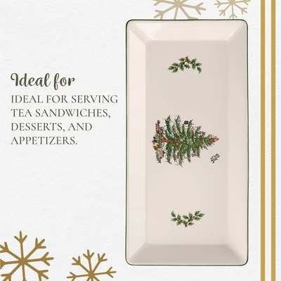 Spode Christmas Tree 14-Inch Rectangular Sandwich Tray, Porcelain Serving Platter - Tableware With Festive Charm, Dishwasher, Microwave, Freezer Safe 3 Spode Christmas Tree 14-Inch Rectangular Sandwich Tray, Porcelain Serving Platter - Tableware With Festive Charm, Dishwasher, Microwave, Freezer Safe - Image 3