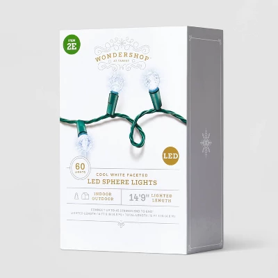 60ct LED Faceted Sphere Christmas String Lights With Green Wire - Wondershop™ 3 60ct LED Faceted Sphere Christmas String Lights With Green Wire - Wondershop™ - Image 3