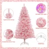 6 Ft Pink Pre-Lit Artificial Christmas Tree Snow Flocked Holiday Hinged Xmas Tree With 250 Multi-Color Led Lights 751 Branch Tips Artificial Pine Chr