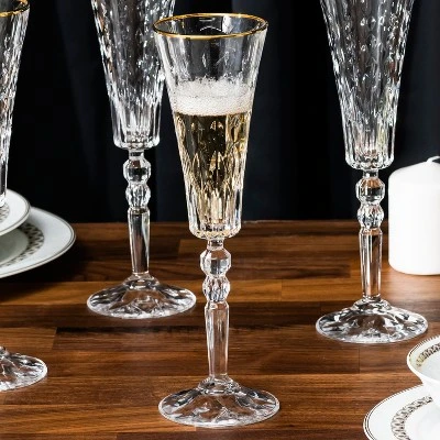 Lorren Home Trends Marilyn Gold Flutes, Set Of 4 4 Lorren Home Trends Marilyn Gold Flutes, Set Of 4 - Image 4