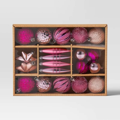 20ct Christmas Mixed Finial Ornament Set Pink - Wondershop™ 2 20ct Christmas Mixed Finial Ornament Set Pink - Wondershop™ - Image 2