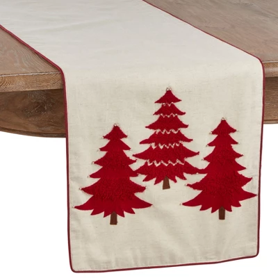 Saro Lifestyle Embroidered Christmas Tree Dining Table Runner 3 Saro Lifestyle Embroidered Christmas Tree Dining Table Runner - Image 3