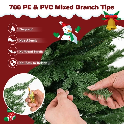 Costway 6/7 FT Pre-Lit Artificial Christmas Tree Hinged 788/1130 Branch Tips & 280/380 LED Lights 4 Costway 6/7 FT Pre-Lit Artificial Christmas Tree Hinged 788/1130 Branch Tips & 280/380 LED Lights - Image 4