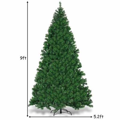 Costway Pre-Lit PVC Christmas Tree 9Ft Hinged 700 LED Lights Green 3 Costway Pre-Lit PVC Christmas Tree 9Ft Hinged 700 LED Lights Green - Image 3