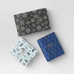30â 3pk Christmas Premium Wrap Pack Gray/Blue/White - Wondershopâ˘