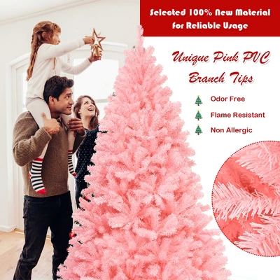 Costway 7.5Ft Hinged Artificial Christmas Tree Full Fir Tree New PVC W/ Metal Stand Pink 6 Costway 7.5Ft Hinged Artificial Christmas Tree Full Fir Tree New PVC W/ Metal Stand Pink - Image 6