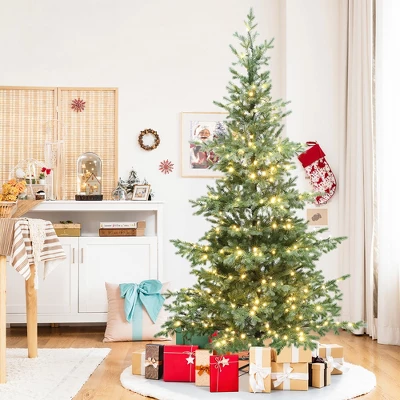 LuxenHome 7Ft Pre-Lit Artificial Pine Christmas Tree With Dusty Green PE Tips & Metal Stand 6 LuxenHome 7Ft Pre-Lit Artificial Pine Christmas Tree With Dusty Green PE Tips & Metal Stand - Image 6