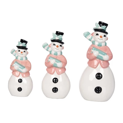 Transpac Dolomite Pastel Vintage Snowman Set Of 3 Decorative Ceramic Figurines For Christmas Tabletop Decor 1 Transpac Dolomite Pastel Vintage Snowman Set Of 3 Decorative Ceramic Figurines For Christmas Tabletop Decor