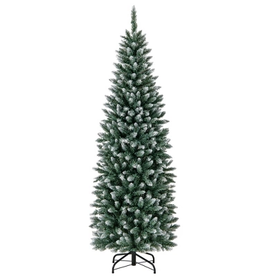 Costway 6FT/9FT Pre-Lit Christmas Tree Hinged Slim Pencil Xmas With 250/500 LED Lights 9 Costway 6FT/9FT Pre-Lit Christmas Tree Hinged Slim Pencil Xmas With 250/500 LED Lights - Image 9
