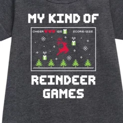 Girls' - Instant Message - My Kind Of Reindeer Games Christmas Graphic Short Sleeve Fleece Dress