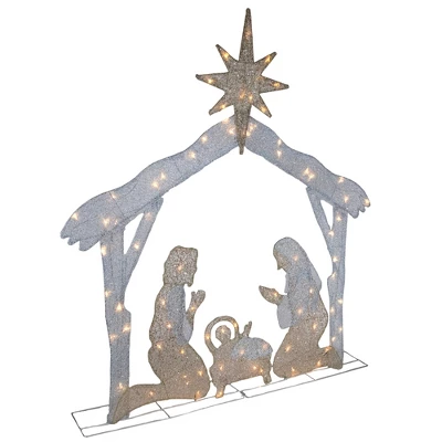 Northlight LED Lighted Holy Family Nativity Scene Outdoor Christmas Decoration - 44" - Warm White 3 Northlight LED Lighted Holy Family Nativity Scene Outdoor Christmas Decoration - 44" - Warm White - Image 3