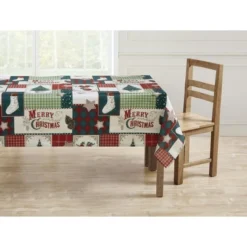 Kate Aurora Holiday Living Plaid Country Farmhouse Merry Christmas Fabric Tablecloth -Northlight Sale Store GUEST 6a379368 8eef 4083 9f4b d82618494358