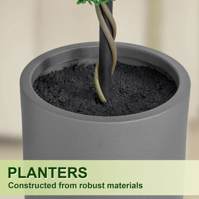 3FT 4FT Triple Ball Topiary Artificial Tree Faux Shrubs Plant Realistic Silk Tree With Gray Planter For Home Or Office Outdoor Decoration Set Of 2 5 3FT 4FT Triple Ball Topiary Artificial Tree Faux Shrubs Plant Realistic Silk Tree With Gray Planter For Home Or Office Outdoor Decoration Set Of 2 - Image 5