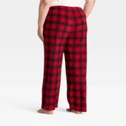Women's Plaid Microfleece Holiday Matching Family Pajama Pants - Wondershop⢠Red/Black
