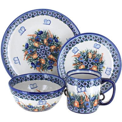Blue Rose Polish Pottery WR Unikat Dinnerware (4 PC) 8 Blue Rose Polish Pottery WR Unikat Dinnerware (4 PC) - Image 8