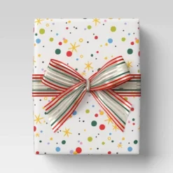 30' Christmas Fabric Ribbon Red White Green Striped - Wondershopâ˘