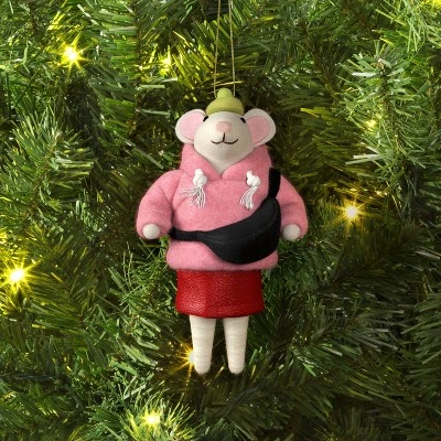 Christmas Felted Wool Mouse Ornament - Pink Jacket - Wondershop™ 1 Christmas Felted Wool Mouse Ornament - Pink Jacket - Wondershop™