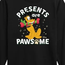 Boys' - Disney - Pluto Presents Are Pawsome Christmas Long Sleeve Graphic T-Shirt