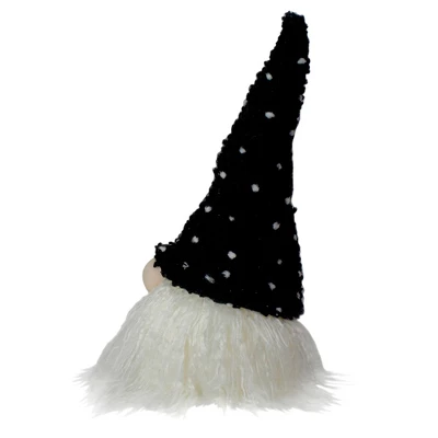 Northlight LED Lighted Polka Dot Knit Hat Gnome Christmas Decoration - 10" - Black And White 2 Northlight LED Lighted Polka Dot Knit Hat Gnome Christmas Decoration - 10" - Black And White - Image 2