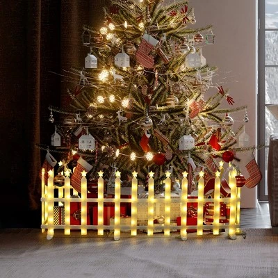 LuxenHome 8-Piece Light Show Star-Topped Fence Design Outdoor Decoration White 7 LuxenHome 8-Piece Light Show Star-Topped Fence Design Outdoor Decoration White - Image 7