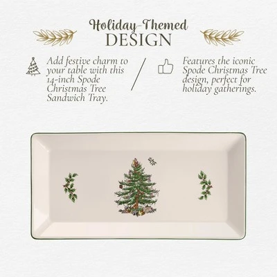 Spode Christmas Tree 14-Inch Rectangular Sandwich Tray, Porcelain Serving Platter - Tableware With Festive Charm, Dishwasher, Microwave, Freezer Safe 2 Spode Christmas Tree 14-Inch Rectangular Sandwich Tray, Porcelain Serving Platter - Tableware With Festive Charm, Dishwasher, Microwave, Freezer Safe - Image 2