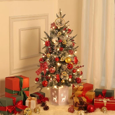 3 Ft Pre-Lit Artificial Christmas Tree With 78 Battery-Powered LED Lights & Illuminated Base, Indoor/Outdoor Holiday Decor For Home Yard Office 5 3 Ft Pre-Lit Artificial Christmas Tree With 78 Battery-Powered LED Lights & Illuminated Base, Indoor/Outdoor Holiday Decor For Home Yard Office - Image 5