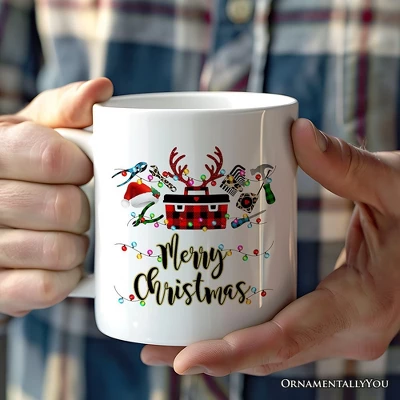Handyman Buffalo Plaid Christmas Mug Woodworking Gift (Non-Custom Only)| OrnamentalyYou 2 Handyman Buffalo Plaid Christmas Mug Woodworking Gift (Non-Custom Only)| OrnamentalyYou - Image 2
