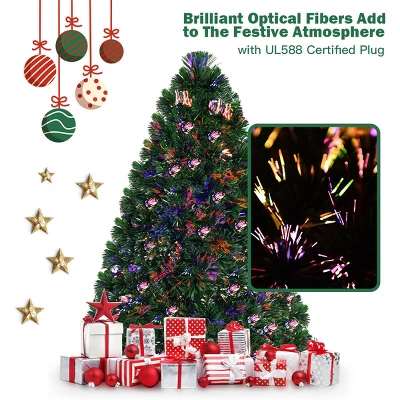 Costway 3Ft Pre-Lit Fiber Optic PVC Christmas Tree Tabletop Plastic 1 Costway 3Ft Pre-Lit Fiber Optic PVC Christmas Tree Tabletop Plastic