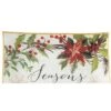 Gallerie II Poinsettia Seasons Greetings Slump Glass Platter