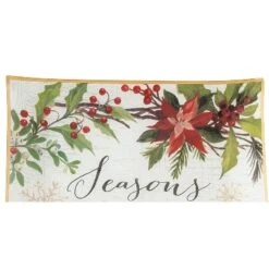 Gallerie II Poinsettia Seasons Greetings Slump Glass Platter