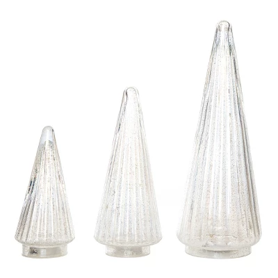Transpac Light Up Glass Clear Trees Set Of 3 For Christmas Decorative Objects - Elegant Holiday Home Decor 1 Transpac Light Up Glass Clear Trees Set Of 3 For Christmas Decorative Objects - Elegant Holiday Home Decor