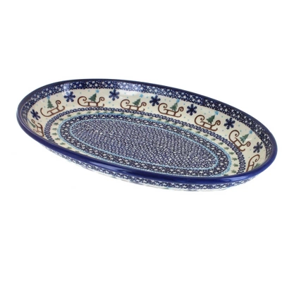 Blue Rose Polish Pottery 104 Vena Oval Platter 12 Blue Rose Polish Pottery 104 Vena Oval Platter - Image 12