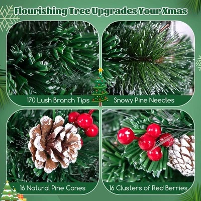 Costway 5/6/7 FT Christmas Tree Artificial Xmas Tree With 8 Lighting Modes 49/64/80 Warm LED Lights 4 Costway 5/6/7 FT Christmas Tree Artificial Xmas Tree With 8 Lighting Modes 49/64/80 Warm LED Lights - Image 4