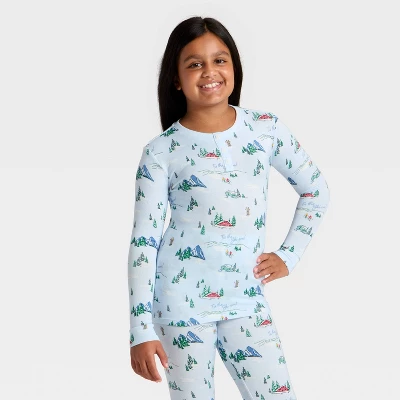 Kids' "Tis The Ski-son!" Cozy Knit Long Sleeve Shirt And Pants Holiday Matching Family Pajama Set - Wondershop™ Blue 2 Kids' "Tis The Ski-son!" Cozy Knit Long Sleeve Shirt And Pants Holiday Matching Family Pajama Set - Wondershop™ Blue - Image 2
