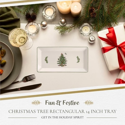 Spode Christmas Tree 14-Inch Rectangular Sandwich Tray, Porcelain Serving Platter - Tableware With Festive Charm, Dishwasher, Microwave, Freezer Safe 1 Spode Christmas Tree 14-Inch Rectangular Sandwich Tray, Porcelain Serving Platter - Tableware With Festive Charm, Dishwasher, Microwave, Freezer Safe