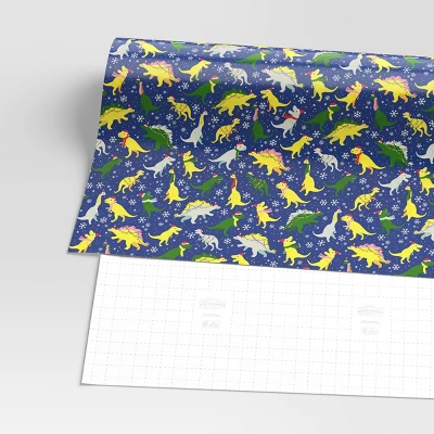 30” 125 Sq Ft Christmas Roll Wrap Dinosaurs On Blue - Wondershop™ 2 30” 125 Sq Ft Christmas Roll Wrap Dinosaurs On Blue - Wondershop™ - Image 2