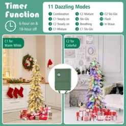 Costway 4 FT/5FT/6FT Pre-Lit Slim Christmas Tree Flocked Xmas Decoration 11 Modes 100 LED Lights -Northlight Sale Store GUEST 748c4219 e922 456f a04d 77be4d2894c8