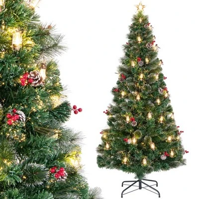 Costway 5/6/7 FT Christmas Tree Artificial Xmas Tree With 8 Lighting Modes 49/64/80 Warm LED Lights 12 Costway 5/6/7 FT Christmas Tree Artificial Xmas Tree With 8 Lighting Modes 49/64/80 Warm LED Lights - Image 12