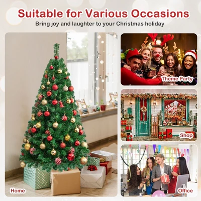 Costway 5/6/7/8 FT Artificial Christmas Tree Unlit Christmas Tree With 350/650/950/1138 Branch Tips Foldable Metal Stand 5 Costway 5/6/7/8 FT Artificial Christmas Tree Unlit Christmas Tree With 350/650/950/1138 Branch Tips Foldable Metal Stand - Image 5