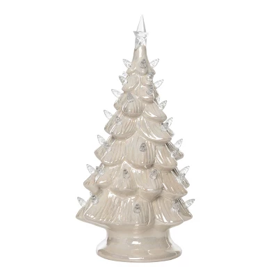 Transpac 13.6 Inch White Holiday Tree With Pearlescent Glaze Decorative Stoneware For Christmas Decor 2 Transpac 13.6 Inch White Holiday Tree With Pearlescent Glaze Decorative Stoneware For Christmas Decor - Image 2