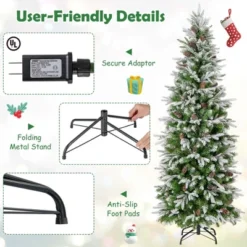 Costway 6/7.5/9 FT Flocked Christmas Tree With 671/913/1310 PE PVC Branch Tips 280/350/470 Warm White LED Lights 15 Costway 6/7.5/9 FT Flocked Christmas Tree With 671/913/1310 PE PVC Branch Tips 280/350/470 Warm White LED Lights -Northlight Sale Store GUEST 7707796a 5cab 4b0d 8777 46d7203bfeb8