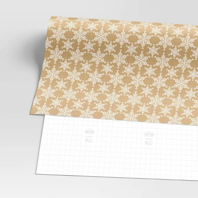 40" 125 Sq Ft Christmas Roll Wrap White Flakes On Brown Kraft - Wondershop™ 2 40" 125 Sq Ft Christmas Roll Wrap White Flakes On Brown Kraft - Wondershop™ - Image 2